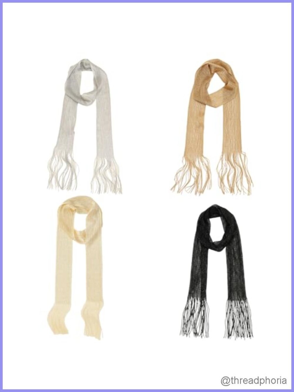 Sequin Skinny Scarf Set of 4 Metallic Knit Scarves